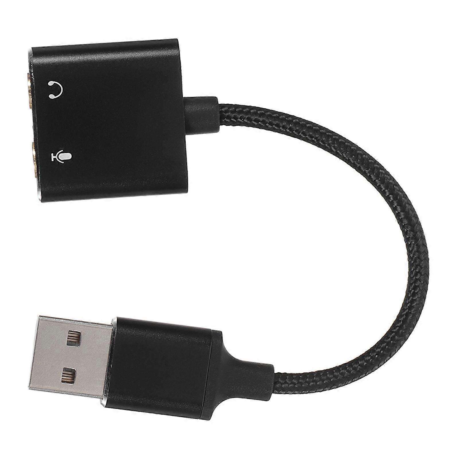 External USB Sound Card Adapter with Audio and Microphone Jack Splitter for Laptops