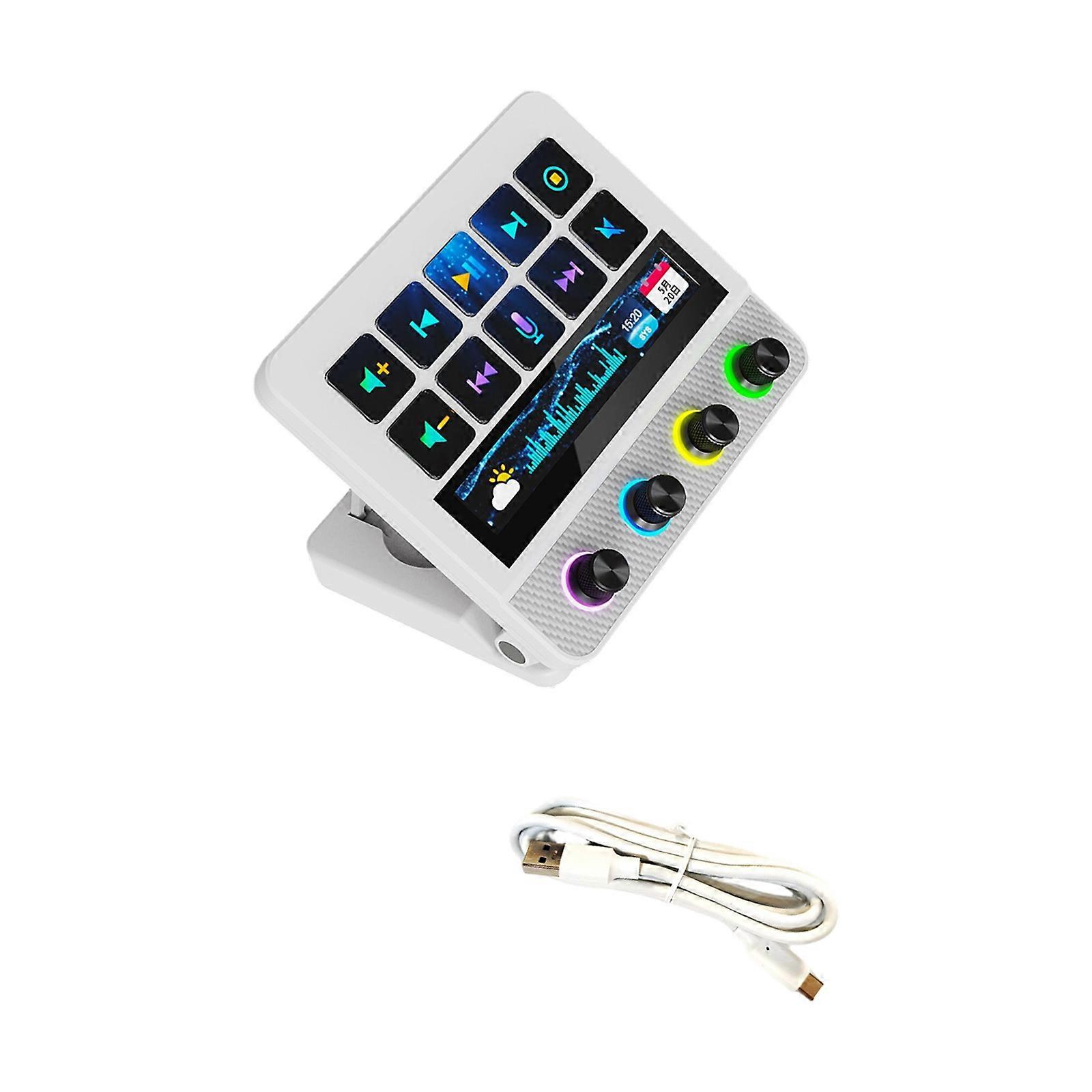 N4PRO Multifunction Keyboard Featuring Rotary Knob Programming Customizable Keys and Widely Used  White