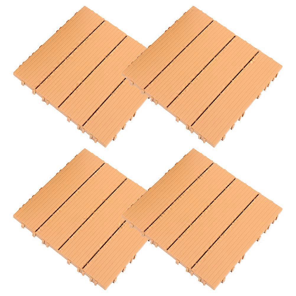 Outdoor Deck Tile Interlocking Deck Tile for Home Use 4Pcs Brown Plastic