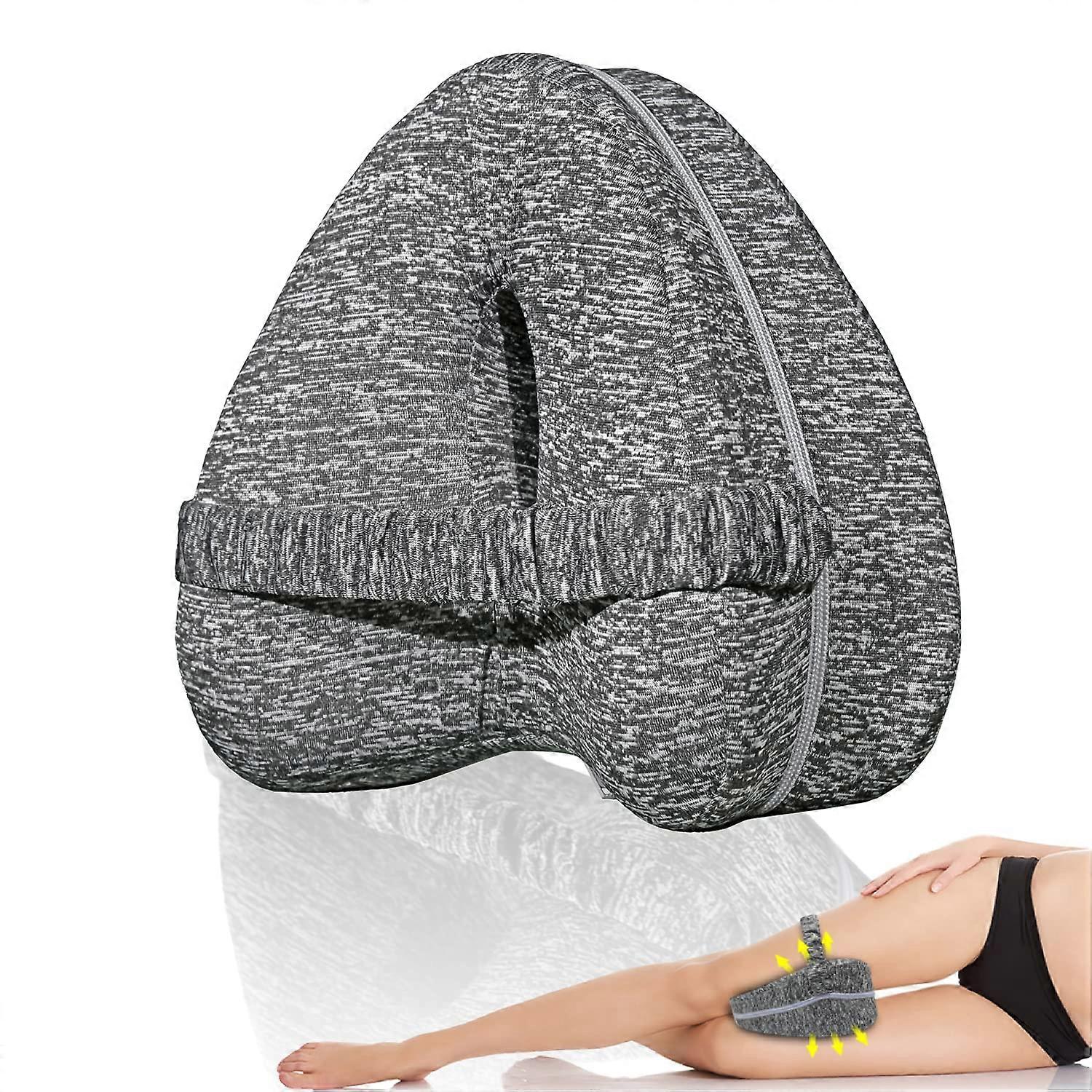 Memory Foam Knee Pillow for Side Sleepers with Strap, Orthopedic Leg Support for Hip Back Pain Relief