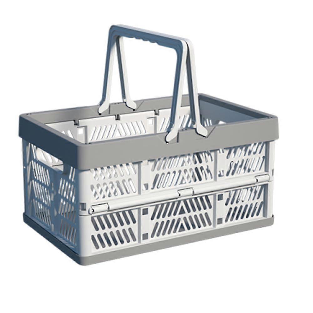 Collapsible Storage Basket with Handles, Foldable Ventilated PP Crate for Home Kitchen (White L)