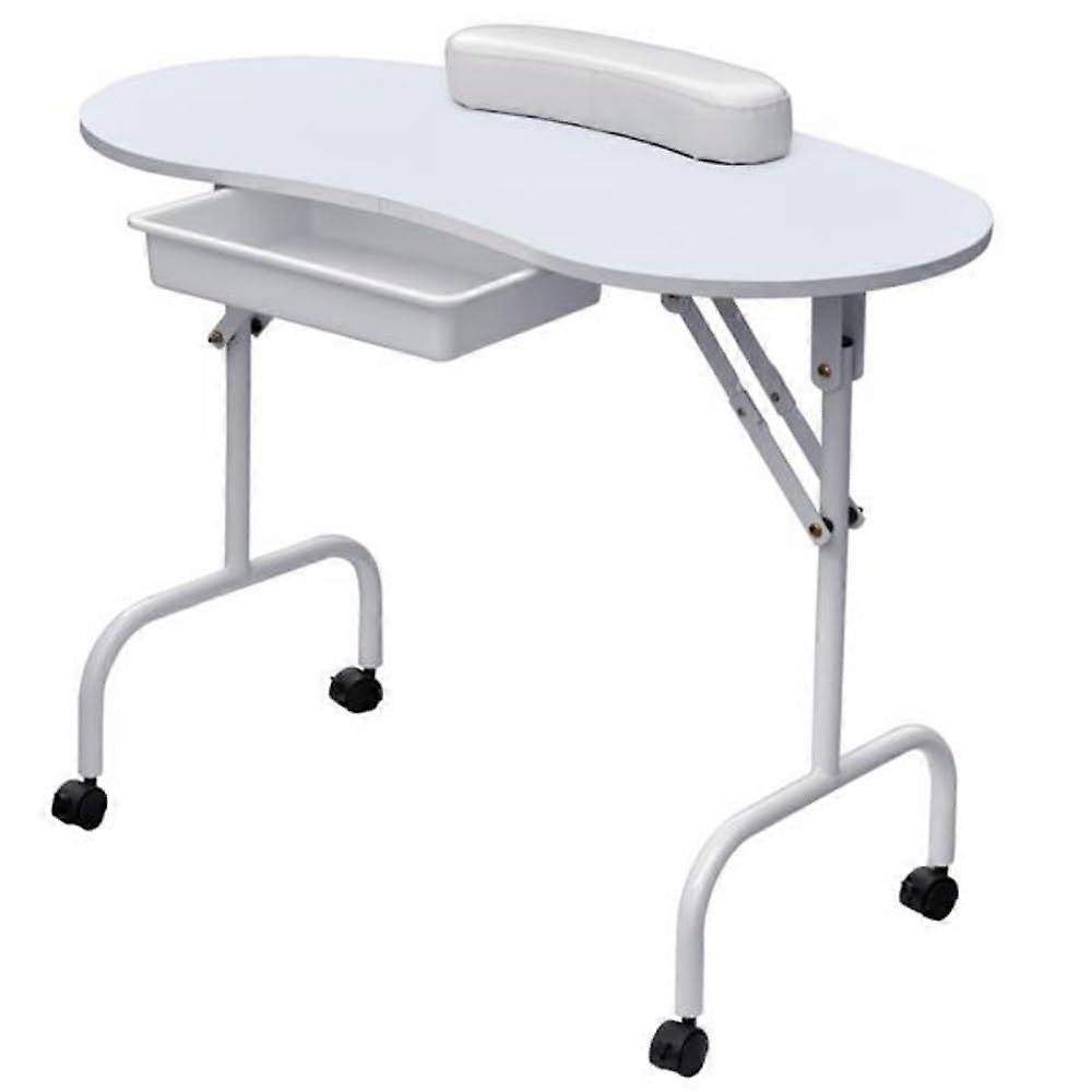 Folding Manicure Table with Lockable Wheels and Carry Bag for Professional Nail Technicians