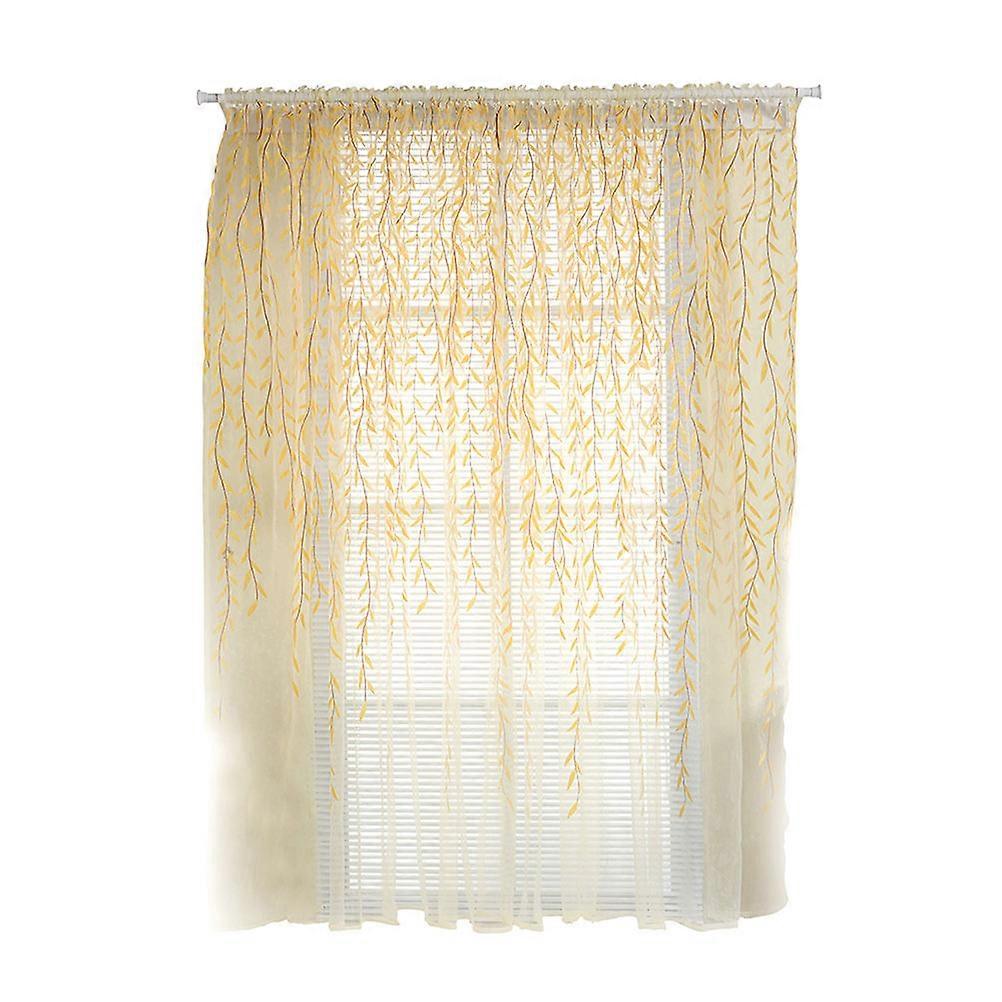 Elegant Willow Leaf Window Drape Valance For Bedroom Balcony Light Filtering 1Pcs
