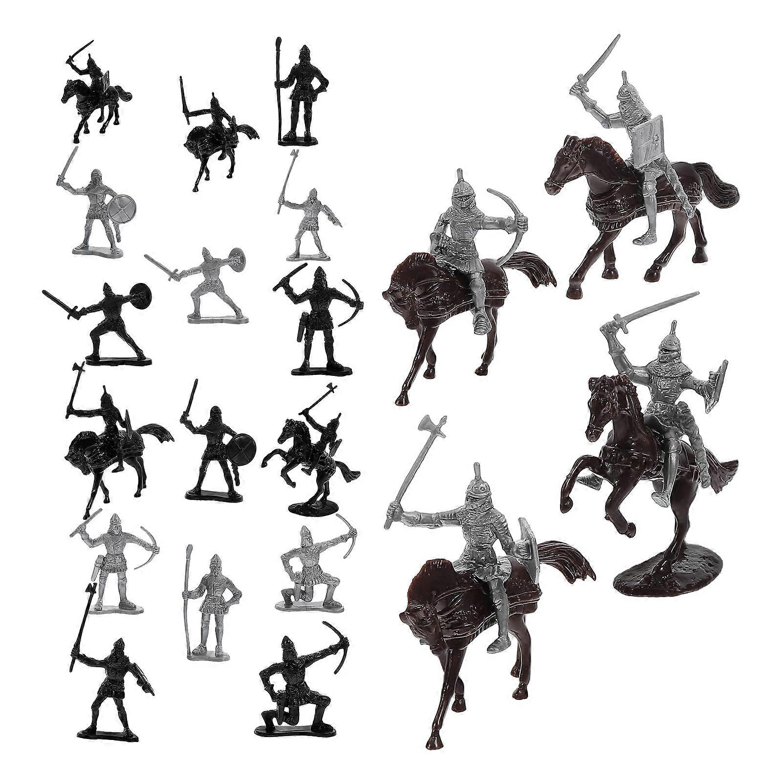 Medieval Knight Figurines Plastic Riding Models for Home Decor 1Set