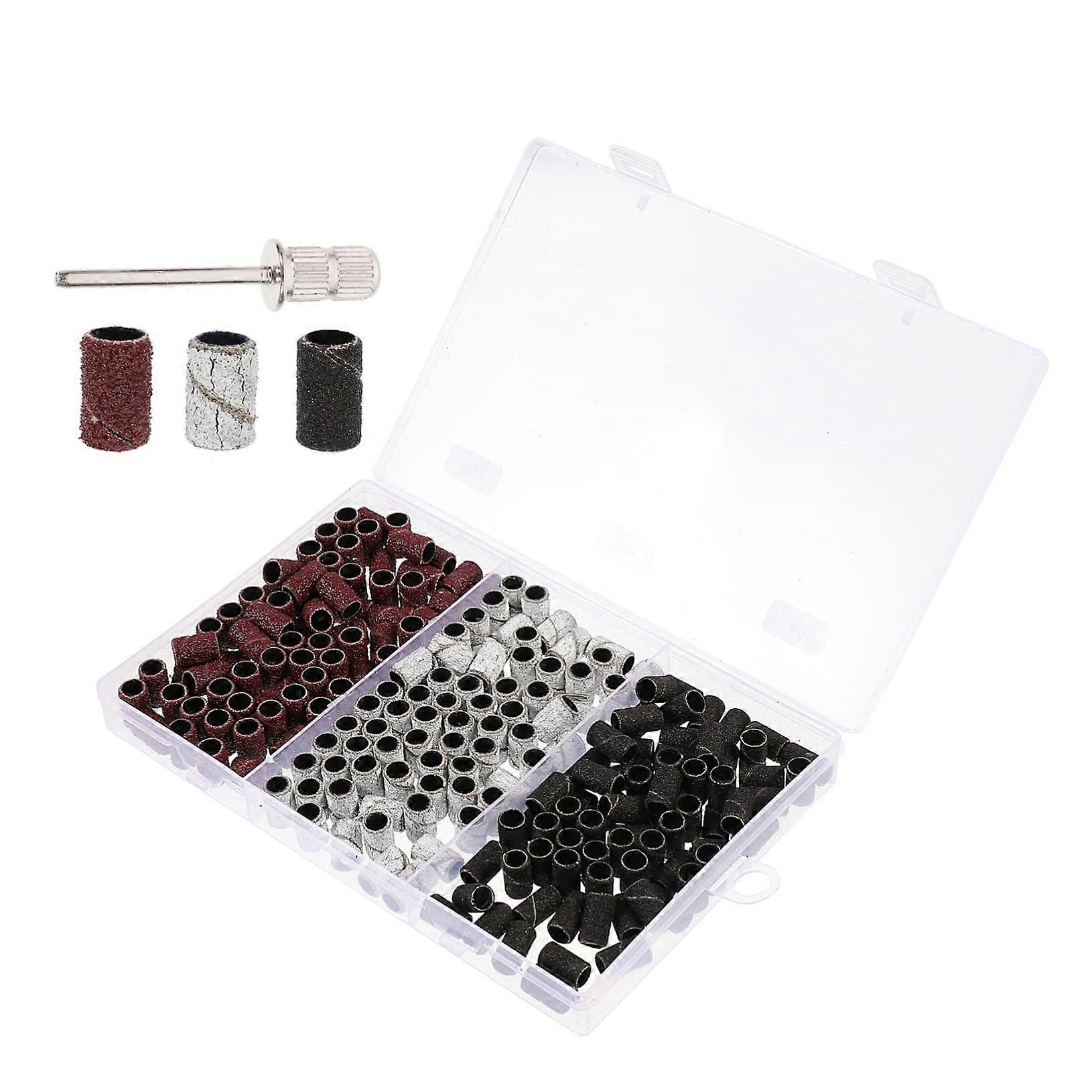 210pcs Nail Sanding Bands Set for Drill, Brown Rings for Acrylic Nails, Quick Surface Prep