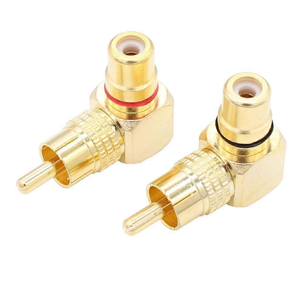 Right Angle Adapter 2Pack GoldPlated 90 Degree Audio Video Connector SpaceSaving Design for RCA