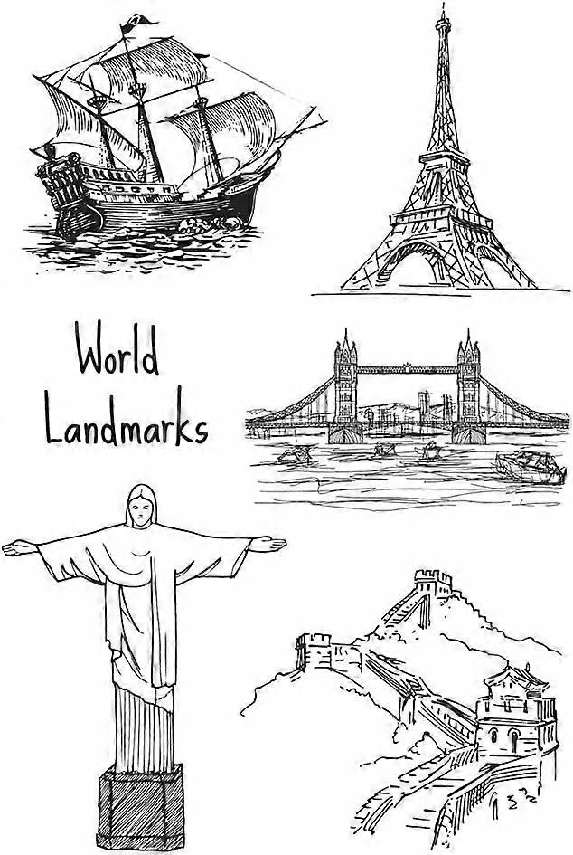 Clear Silicone Stamps Set Eiffel Tower and  Wall for Card Making and DIY Scrapbooking