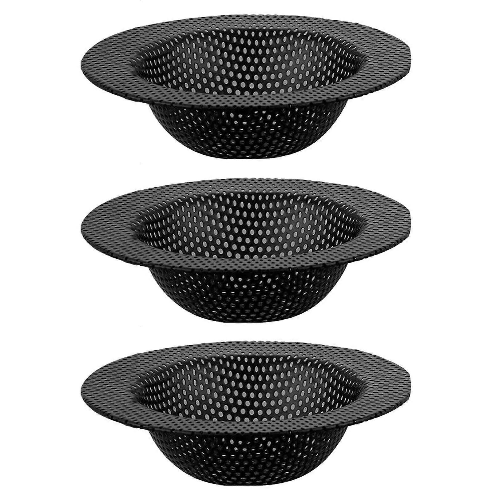 3 Pack Stainless Steel Kitchen Sink Strainer Basket AntiClogging Rust Universal Fit Black