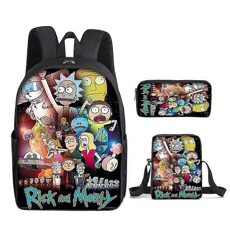Rick And Morty School Bag Three-piece, Multi-size Backpack, Student School Bag