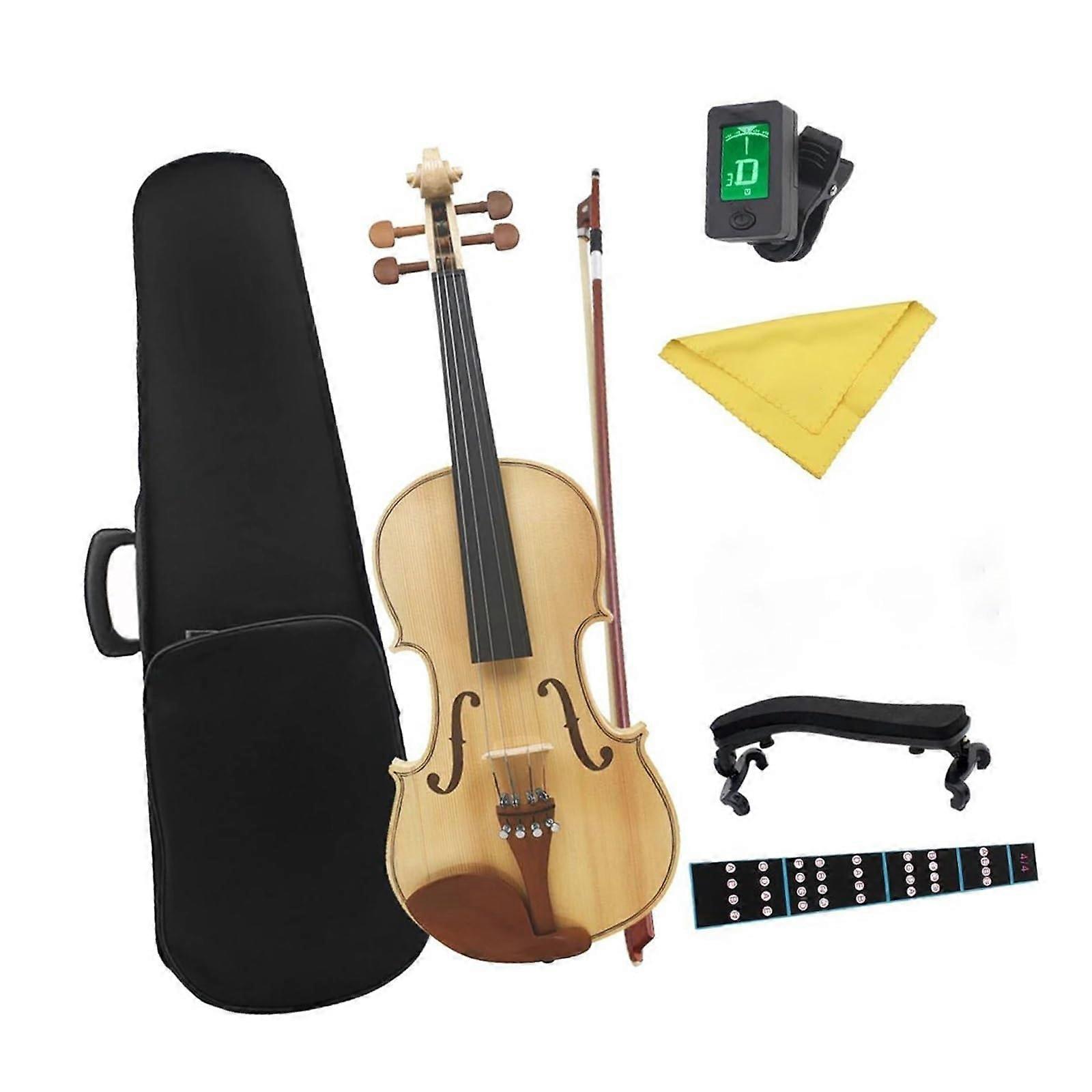 4/4 Full Size Maple Student Violin Set with Case, Bow and Accessories for Beginners