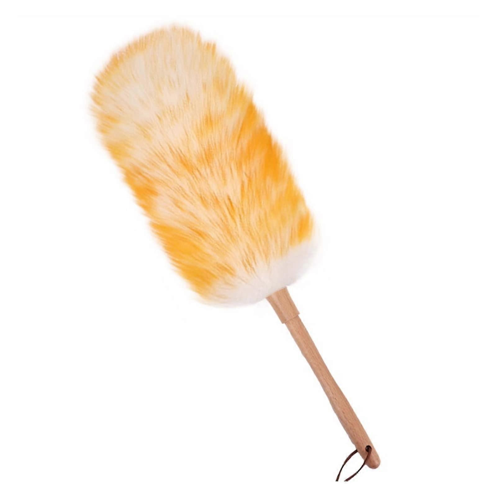 Lambsfaux wool Duster with Wooden Handle Soft Wool Head for Home Cleaning MultiSize Options