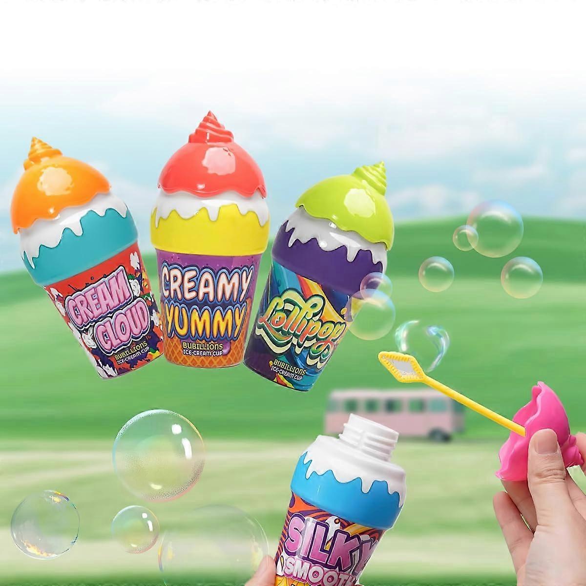 Toddler Bubble Cup Leakproof UpsideDown Design with Wand and Solution, 4 Pack MultiColor