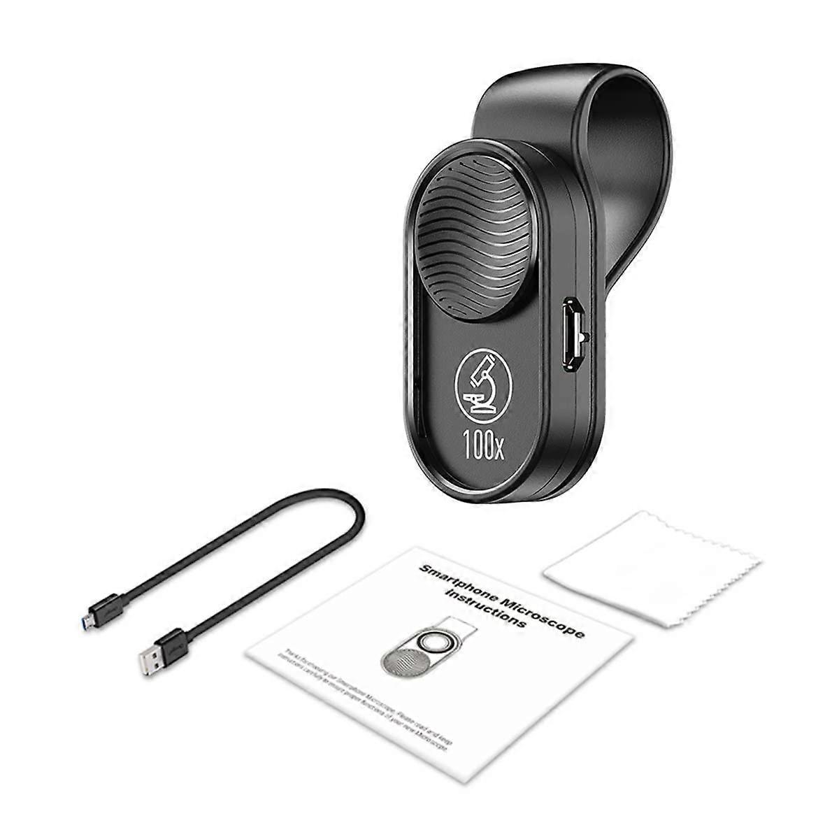 100X Smartphone Microscope with LED Light, Compact Portable Design for Electronics Inspection