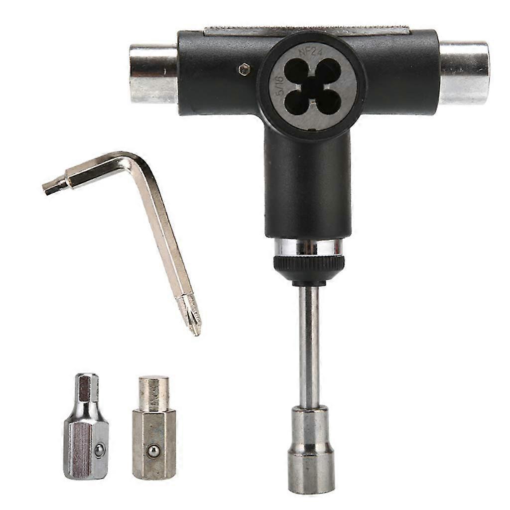 Skateboard T Tool MultiFunction AllinOne  Kit Fits Most Skateboards Black