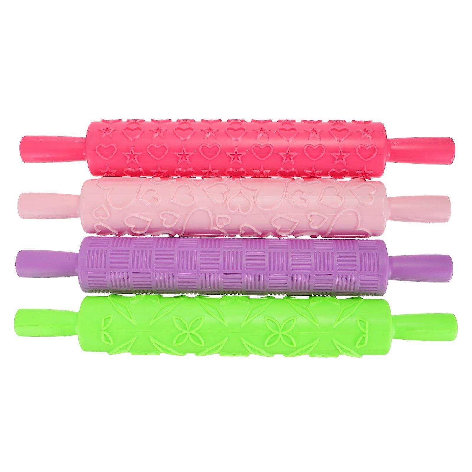Embossed Rolling Pin Baking Pastry Making Tool For Children Home Use 4Pcs