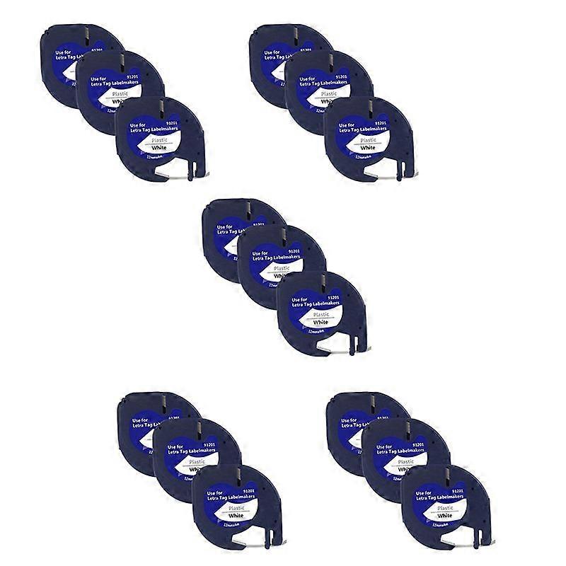 15Pcs Compatible Label Tape Replacement for Black on White Plastic Label Tape for Label Maker