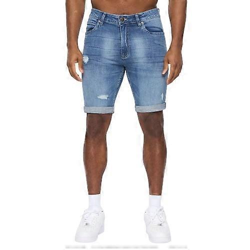 Crosshatch Mens Riptrey Denim Distressed Shorts