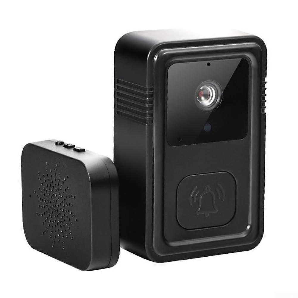 Wireless Video Doorbell with TwoWay Intercom, Voice Change, 150m Range, Compact Black Design