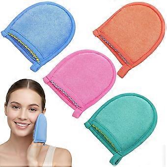 4 Stück Peelinghandschuhe, Peeling-Gesichtshandschuhe, Tiefenpeeling-Handschuhe für Gesicht und Körper, Reinigungshandschuhe, Tiefenpeeling