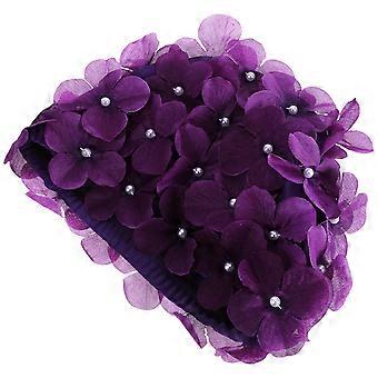 Fashionable Swim Floral Petal Stylish Swimming Hat Bathing Caps Size L for Women (Purple)