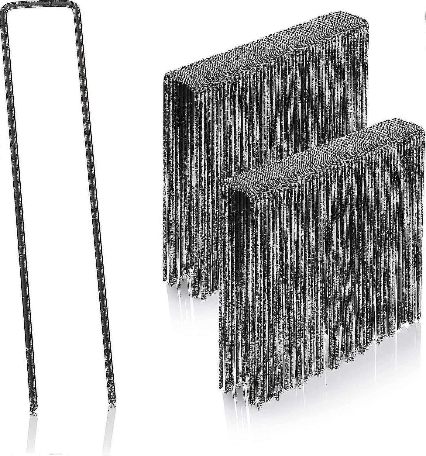 100 Pack Galvanized U-shaped Ground Anchors for Garden Wool