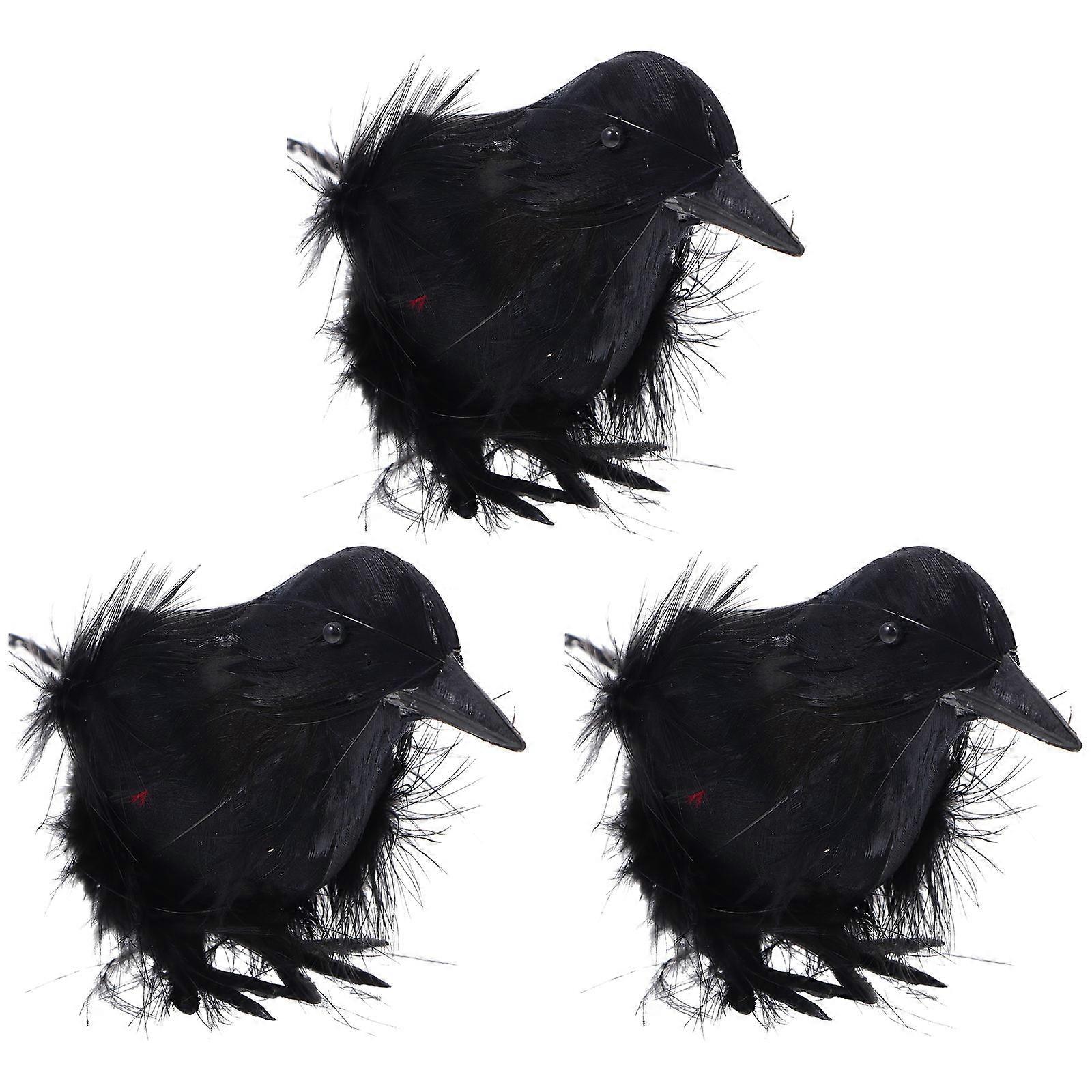 Crow Decor Simulation Crow Shape Creative Ornament for Decoration 3Pcs