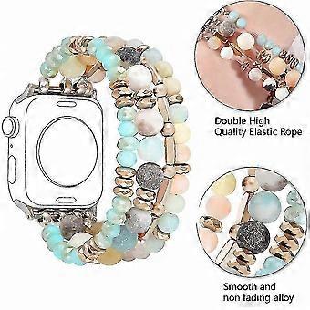 Handgemaakte Boheemse stijl rekbare kristallen horlogeband in natuursteen - compatibel met Apple Watch-modellen 9, 8, 7, SE, 6, 5, 4, 3, 2 en 1
