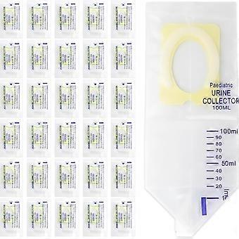 30 Pcs Pediatric Urine Bag Collectors Clear Urine Catcher Pouch 100ml Spill Proof Infant Urine Collection Bags