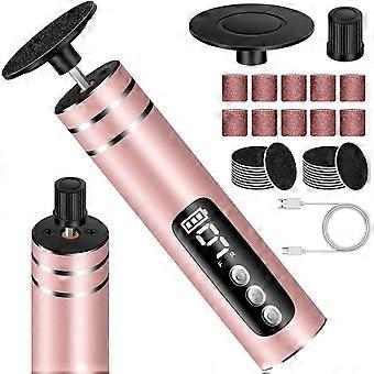 Portable Electric Foot File-Callus Remover for Feet, Professional 2 in 1 Foot/Nail Filer -Digital Display for Battery Level & 9 Speed Control-Recharg