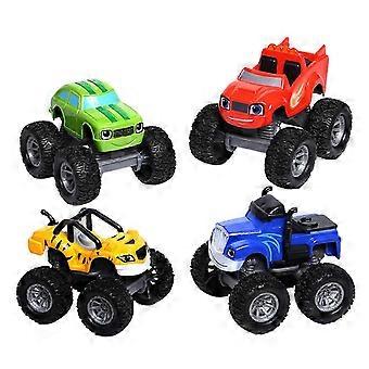 Blaze and the Monster Machines Racers 4 Pack, set of die-cast metal push-along vehicles for preschool kids ages 3 years and older