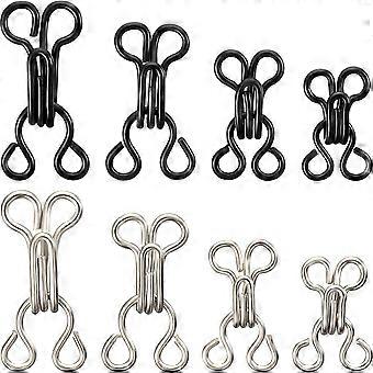 90 Pares de Ganchos de Costura e Fechamento de Olhos Costurando Acessórios de Artesanato DIY para Sutiã, Roupas, Jaqueta, Saia, Calças Prata e Preto, 4 Tamanhos - -