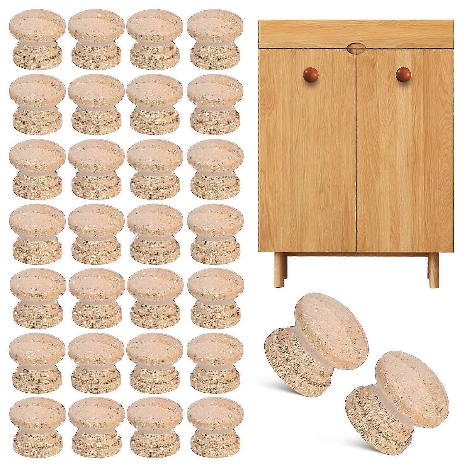 Unfinished Mushroom Wood Knobs, Rustic Drawer Knobs for Furniture, 100 Pack