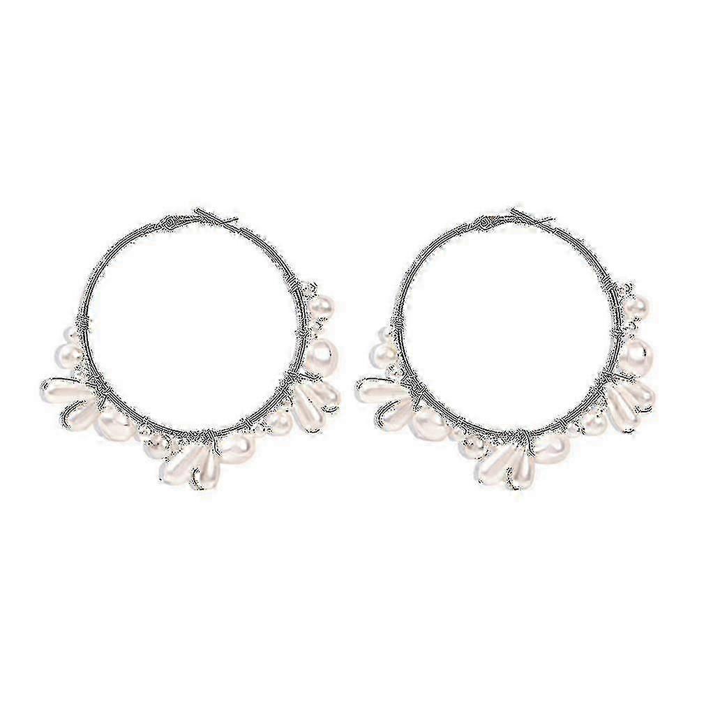 Earrings Braided Pearl Round Ring Eardrops Fit compatible withParty