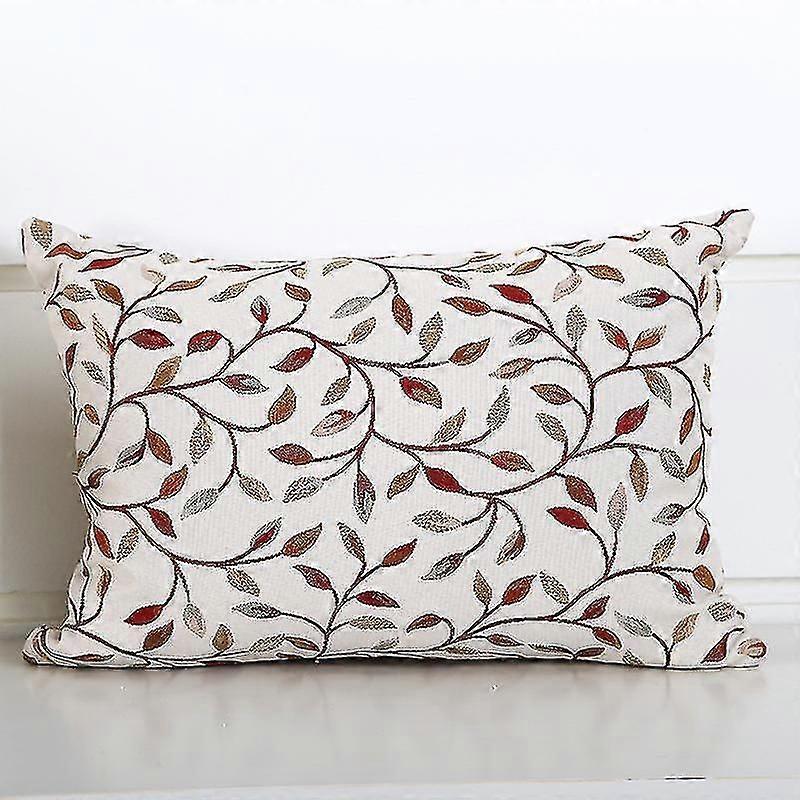 2 Pcs Jacquard Leaf Pattern Rectangle Softcushion Covers Pillow Case( 30x50cm)
