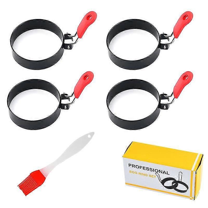 5pcs Round Egg Frying Tool Set With 1 Brush For Breakfast
