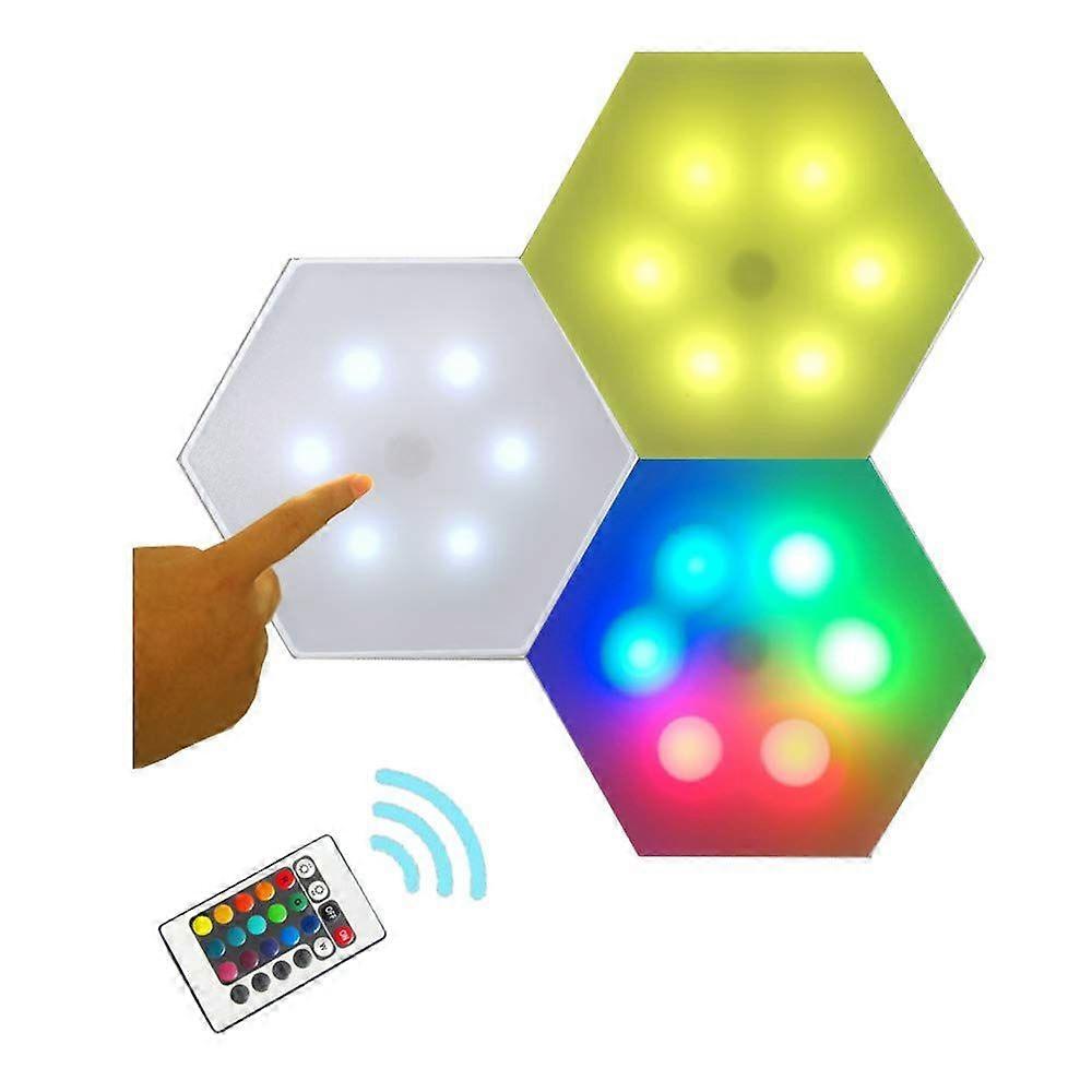 3x Remote Control Led Hexagon Smart DIY Geometric Light Touch RGB