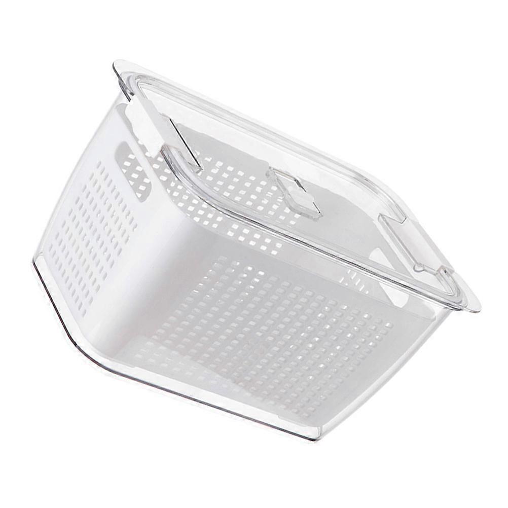 1Pc Large Capacity Double-Layer Storage Box Practical Food Draining Box (White)