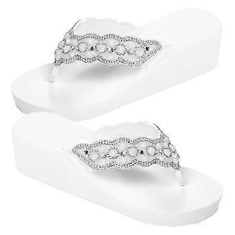 1 paire de chaussures de plage antidérapantes, tongs à semelles compensées, chaussures d'été pour femmes (taille blanche 40 25 cm, 8 US, 5,5 UK, 39 EU, 9,825 pouces)