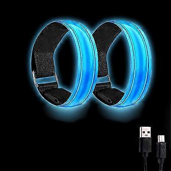 Hardlopers hardlooplicht, reflecterende hardloopkleding, veiligheidslicht oplaadbare led-armband voor joggen, wandelen, kamperen buitensporten (2 stuks)