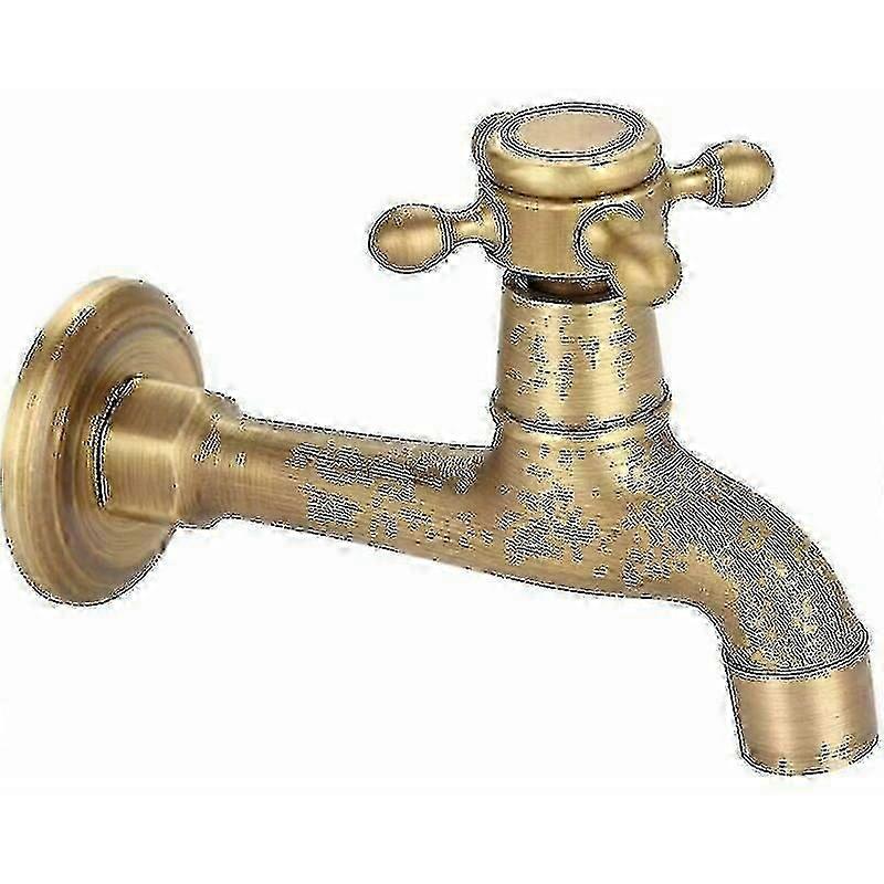 Vintage Solid Brass Wall Mounted Garden Tap G1/2 Thread (long)