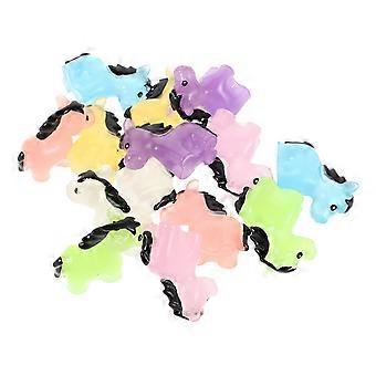 14 Stück leuchtende Mini Pferd Figuren: Harz Miniatur niedliche Tiere - Leuchtende Pferd Desktop Ornamente für Home Office Dekor
