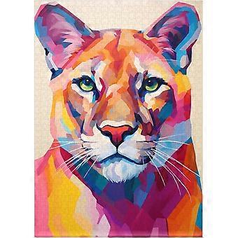 Face of Puma Jigsaw Puzzle Modernist Painting Style Puma Mug Shot Puzzle SQZ341
