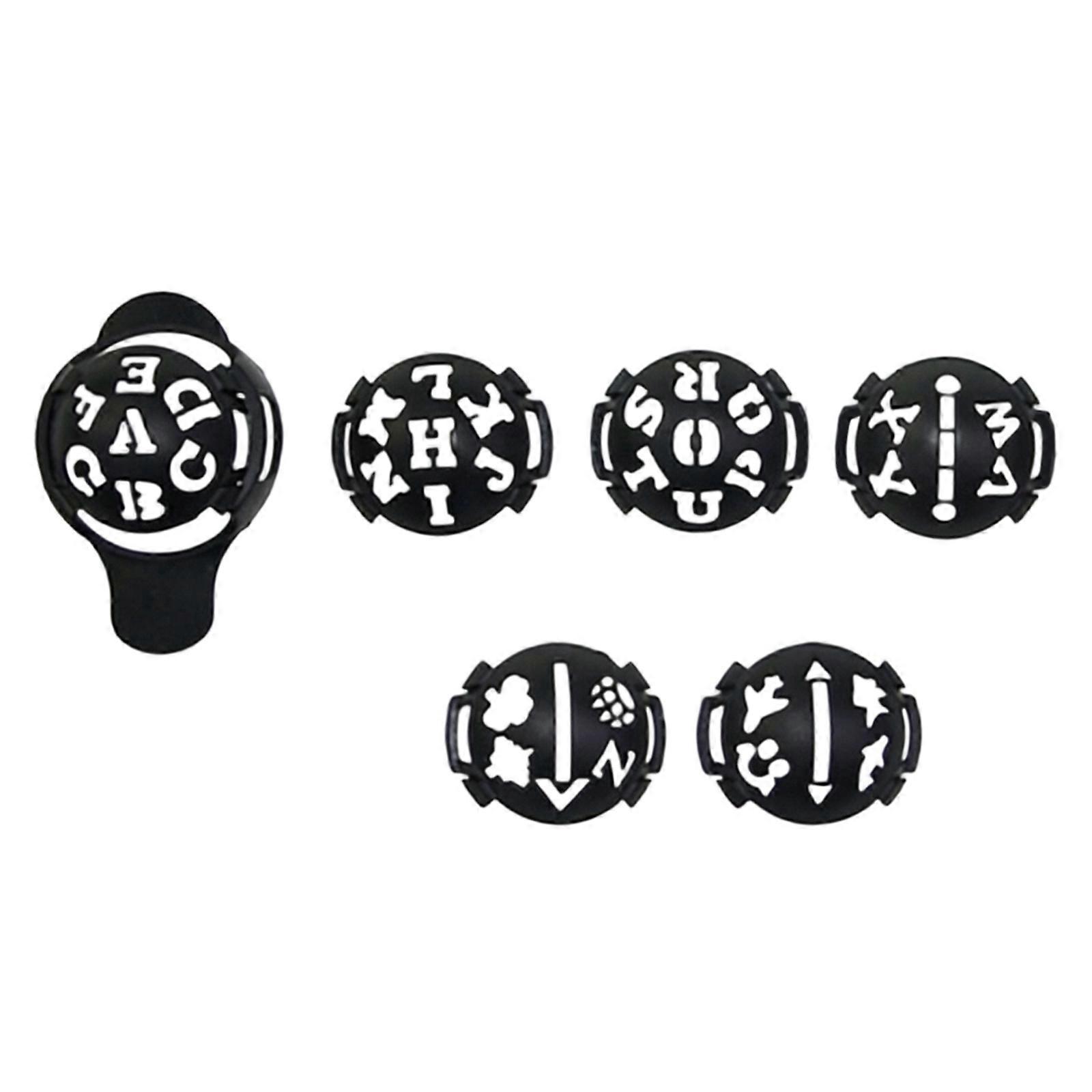 Handheld Golf Ball Drawing Guide Tool for Alignment Practice, Interchangeable Pattern Inserts with Letter Symbol and Guide Mark Styles Multicolor