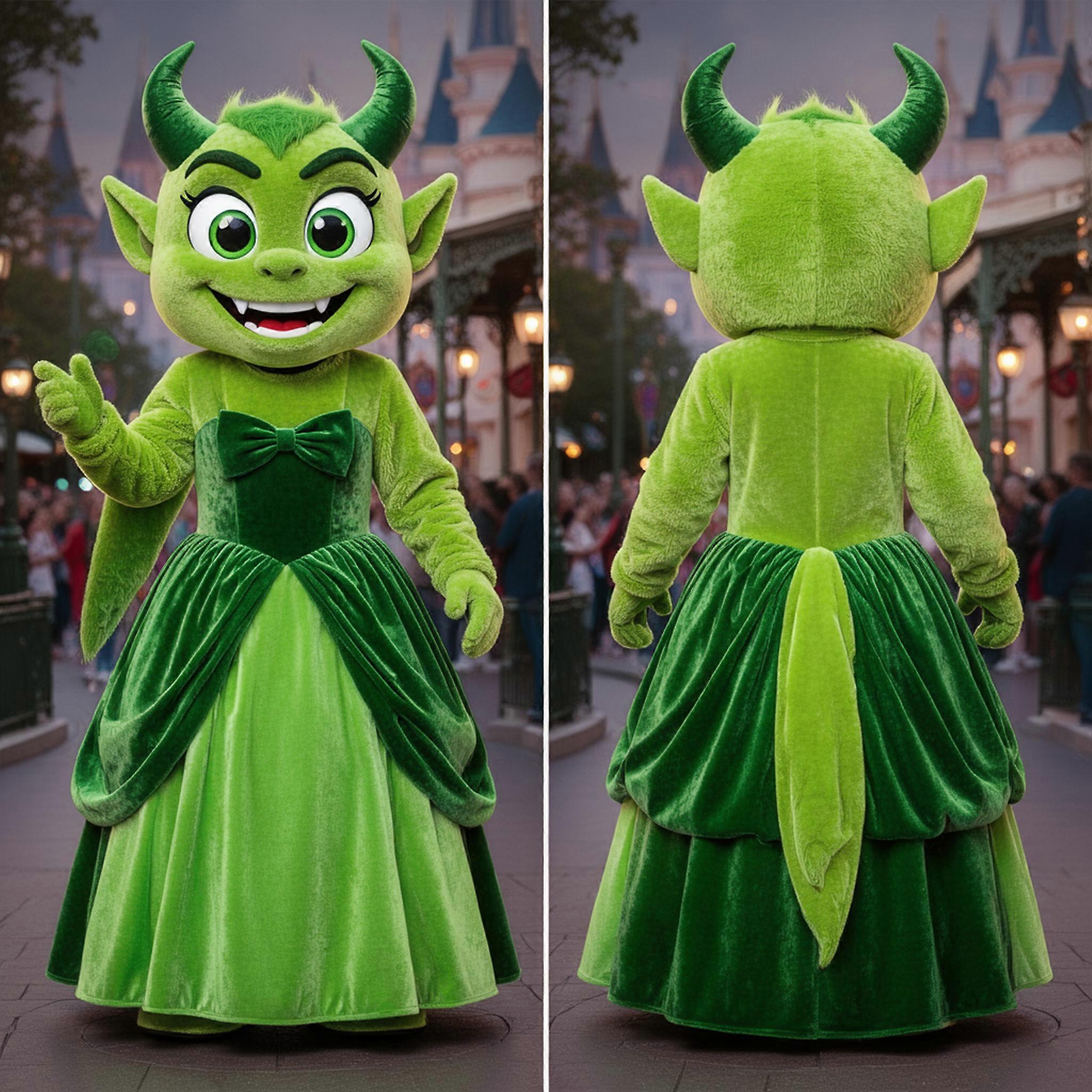 MASTICOT Lime Green Mischievous Demon Mascot