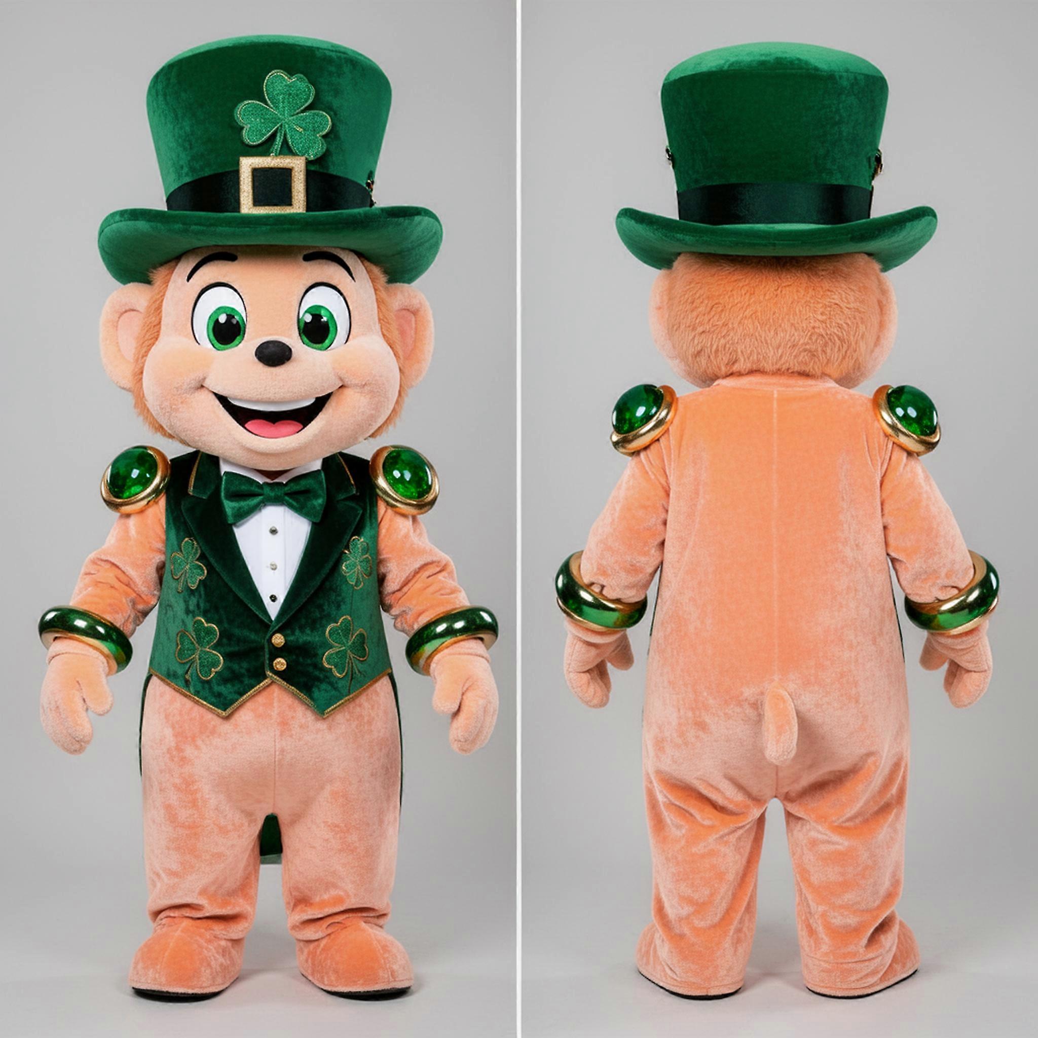 MASTICOT Emerald Green Broad Shouldered Leprechaun Hat Mascot