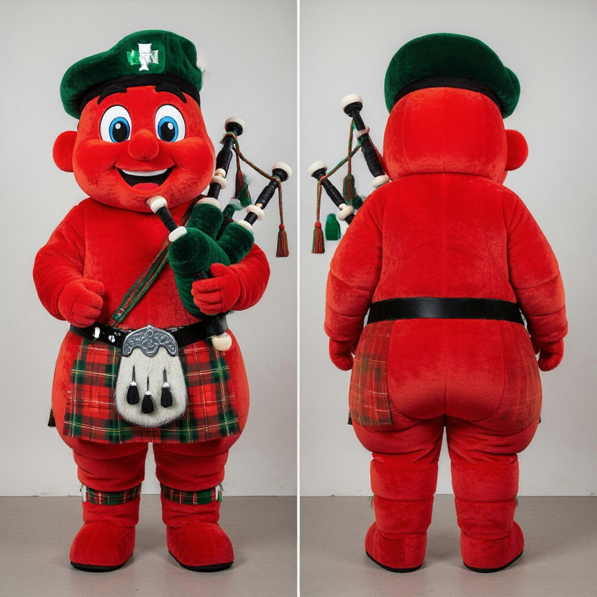 MASTICOT Emerald Green Shamrock Bagpipe Mascot
