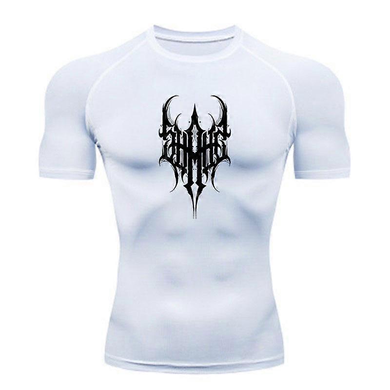 Men's Compression Workout T-Shirt, Gothic Sharp Dark Print B
