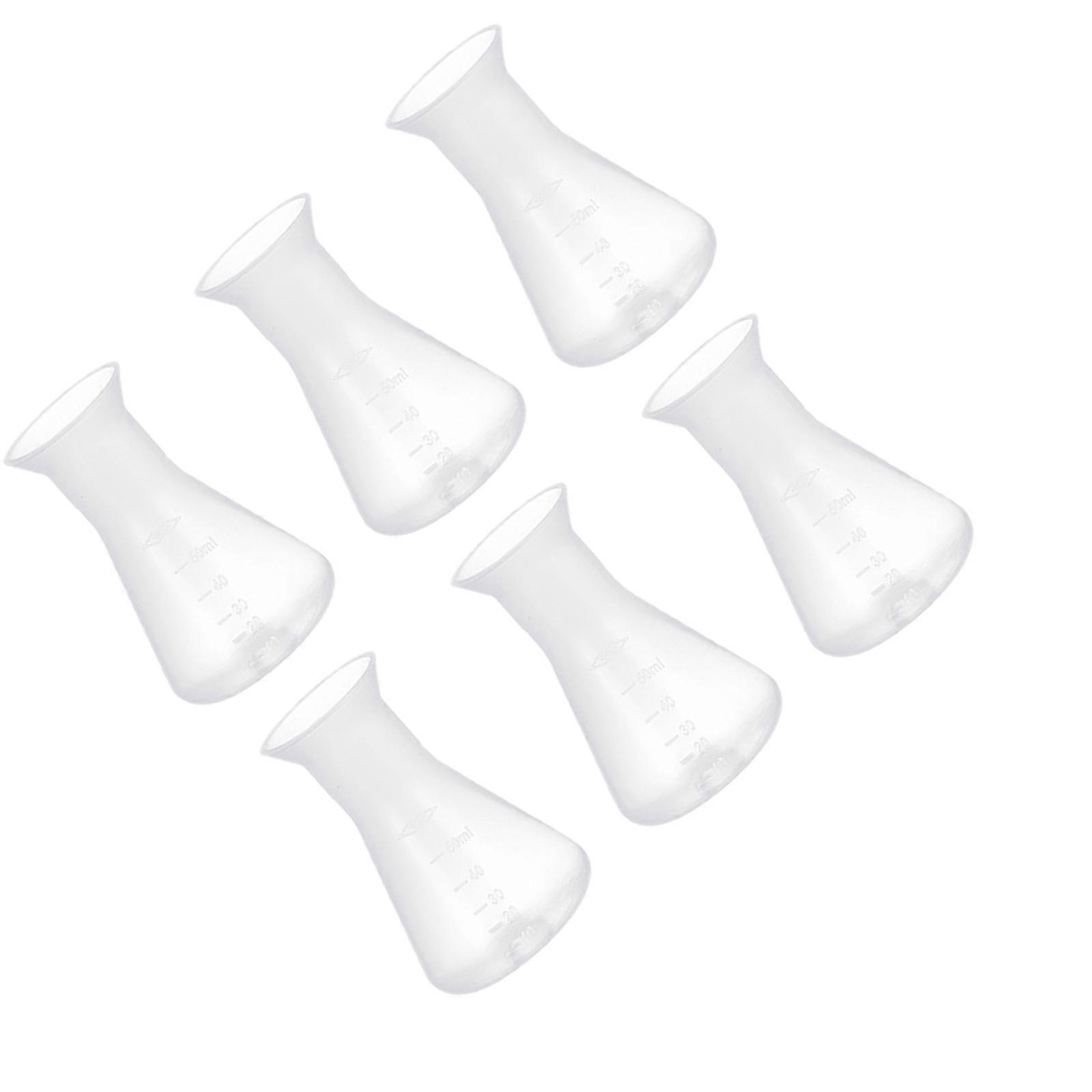 Transparent Plastic Flask for Storage 6Pcs Laboratory Erlenmeyer Flasks