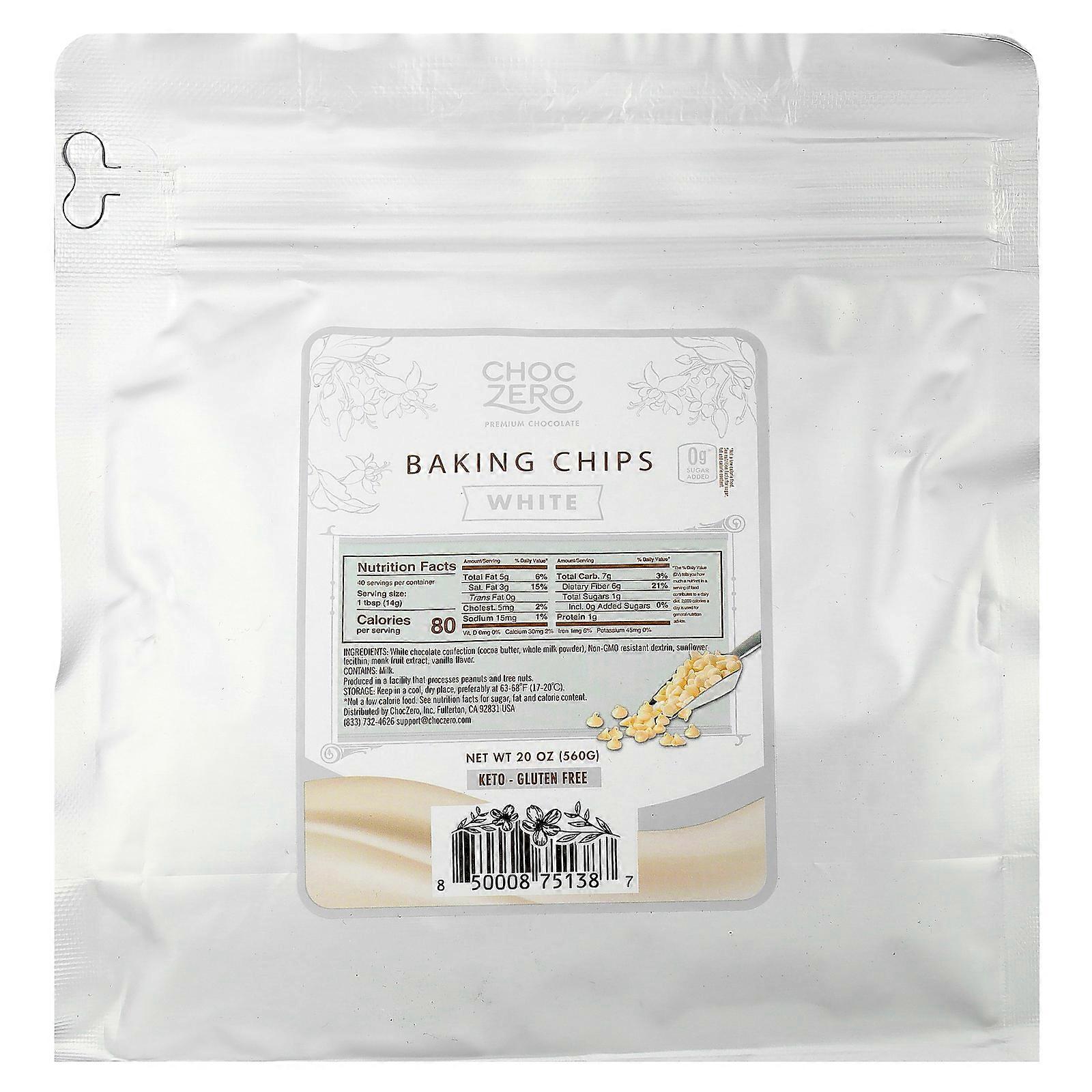 ChocZero, Baking Chips, White, 20 oz (560 g)