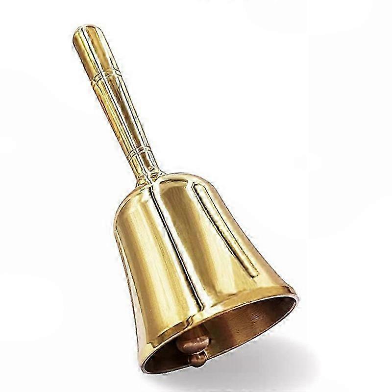 Super Loud Hand Dinner Bell, Solid Brass Gold